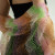 Платок Пуховый платок ручной работы палантин ажурный, "Фисташковая Радуга", 200 х 60