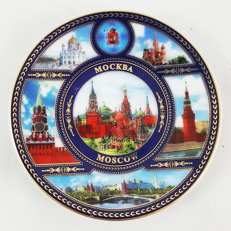Магнит керамический 026-7K6-20 тарелка D7 К6 "Москва" фарф. с подставкой