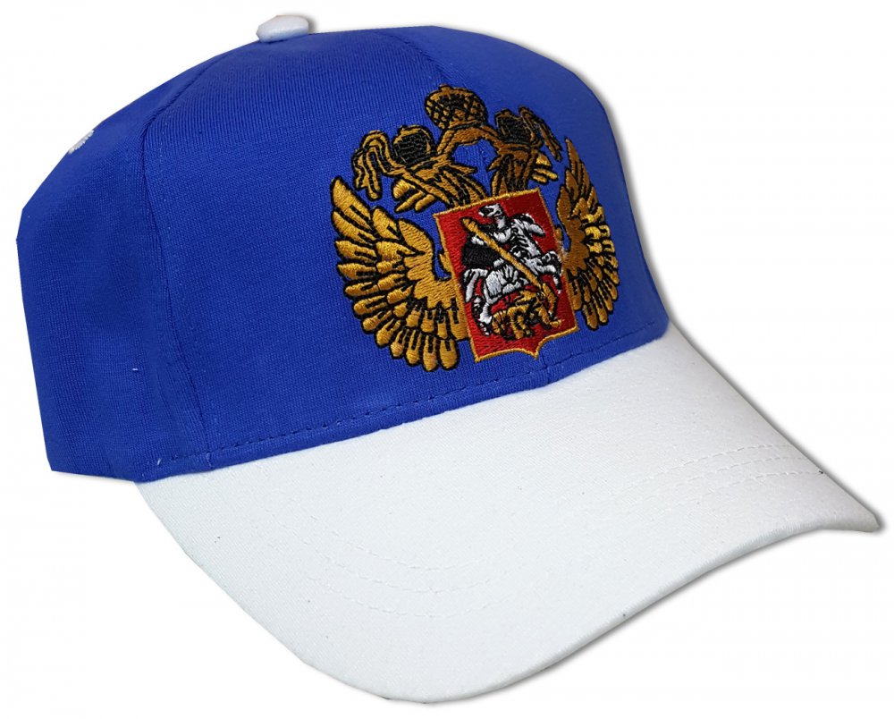 Головной убор Бейсболка золотая вышивка Герб России, флаг России сбоку