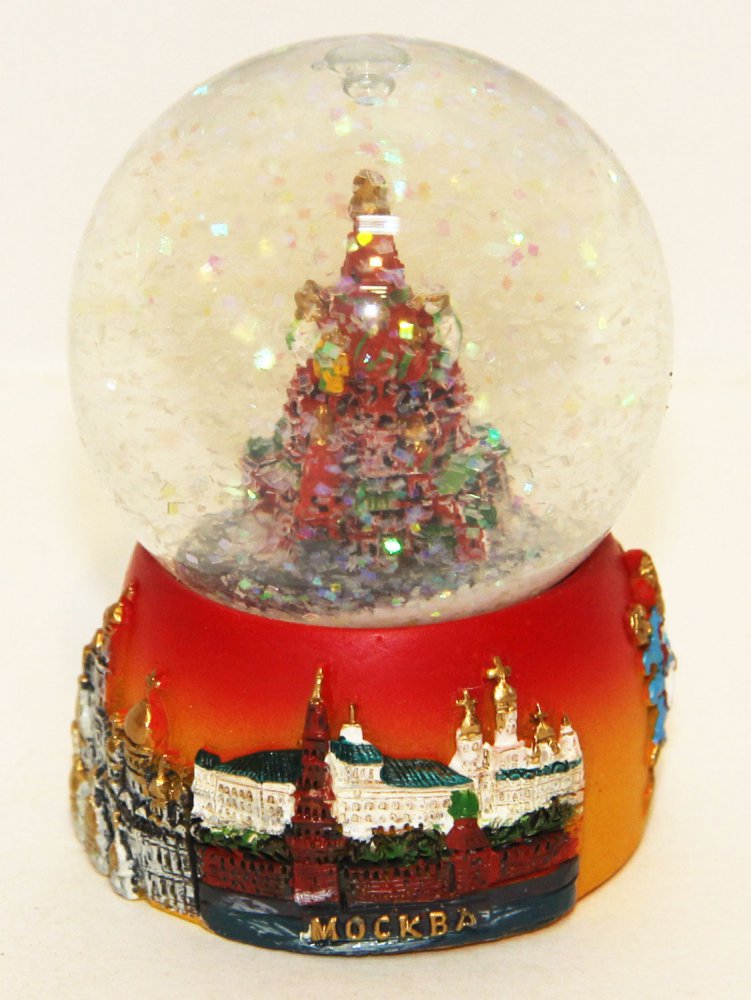 Водяной шар 097R-45-19 полистоун, малый, красный, "Москва.Храм Василия Блаженного"