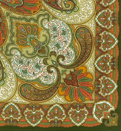 Платок Павловопосадский с шелковой бахромой 125x125 1547-10 "Капельки счастья", вид 10