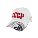 Головной убор Бейсболка ретро ГЕРБ СССР, красная вышивка, белая