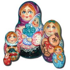 Матрешка Сергиево-Посадская 5 мест Женщина с ребенком