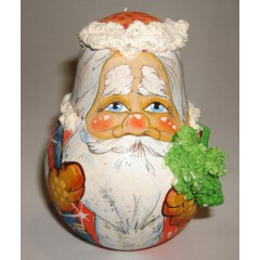 Неваляшка лепнина Дед Мороз с елкой в руках 10 см ПГ (елочная игрушка)