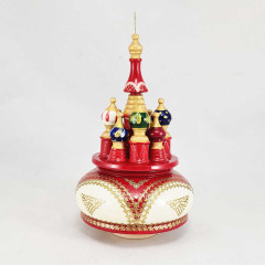 Музыкальный собор - макет Арки, красный с белым, 21 см., вращающийся, Храм Василия Блаженного