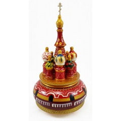 Музыкальный собор - макет Арки, красный, 23 см., вращающийся, Храм Василия Блаженного