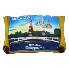 Магнит полистоун 022-19-17 свиток двухсторонний декоративный рельефный "Москва. Панорама"