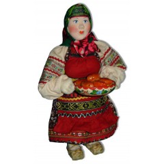 Кукла авторская Галины Масленниковой А2-14 Баба с блюдом