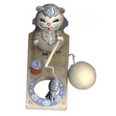 Богородская игрушка Кот рыболов точенка