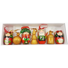 Новый Год и Рождество елочная игрушка набор матрешек красно-золотоые, 7 предметов