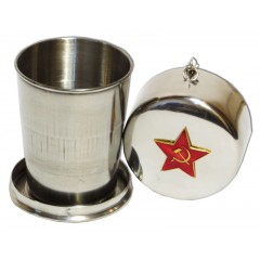 Сувенир с Российской и Советской символикой Стакан средний, складной, походный