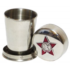 Сувенир с Российской и Советской символикой стакан малый, складной, походный, с символикой СССР