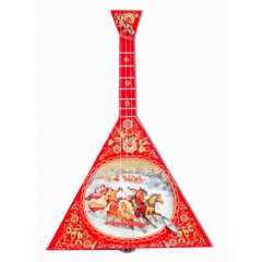 Музыкальный инструмент балалайка Тройка (красная), музыкальная шарманка