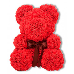 Подарок ко Дню святого Валентина 3D мишка из роз красный