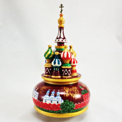 Музыкальный собор - макет Москва, красный, 21 см., вращающийся, Храм Василия Блаженного