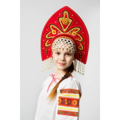 Русский народный костюм АНН, Кокошник &quot;Анна&quot; красный