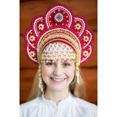 Русский народный костюм ЕЛЕ, Кокошник &quot;Елена&quot; бордовый